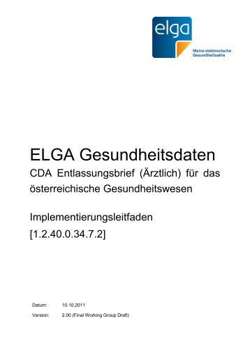 CDA Entlassungsbrief (Ärztlich) für das österreichische ... - Elga