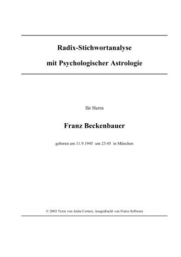 Radix-Stichwortanalyse mit Psychologischer Astrologie