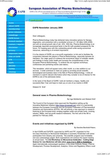 EAPB newsletter - European Association of Pharma Biotechnology