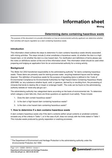 Determining dams containing hazardous waste - EM1612 (PDF, 62K