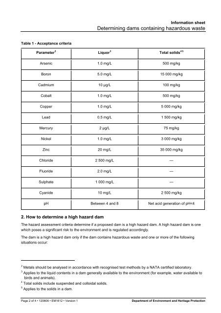 Determining dams containing hazardous waste - EM1612 (PDF, 62K