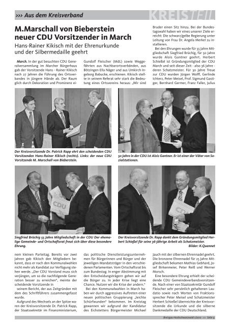CDUintern - Ausgabe 1, Januar 2010 - Kreisverband Breisgau ...
