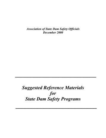 Suggested Reference Materials for State Dam Safety Programs