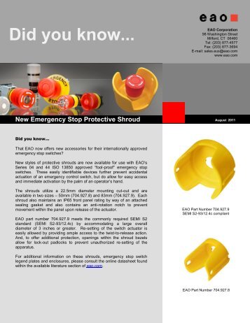 New Emergency Stop Protective Shroud Did you know - Eao