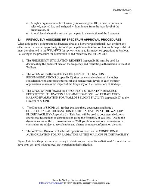 WFF Frequency Utilization Management Handbook - Wallops Flight ...