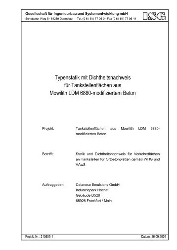 Typenstatik mit Dichtheitsnachweis für Tankstellenflächen ... - mowilith