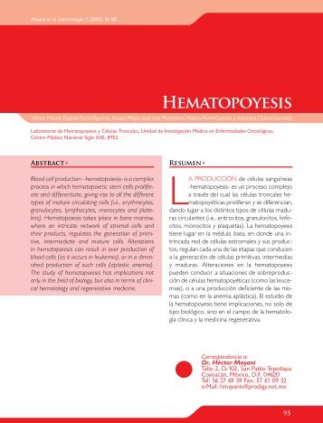 Hematopoyesis - Instituto Nacional de Cancerología