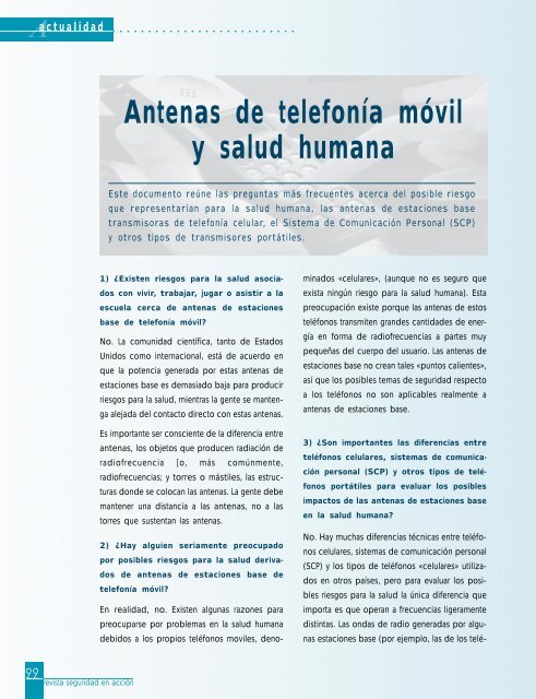 Antenas de telefonía móvil y salud humana