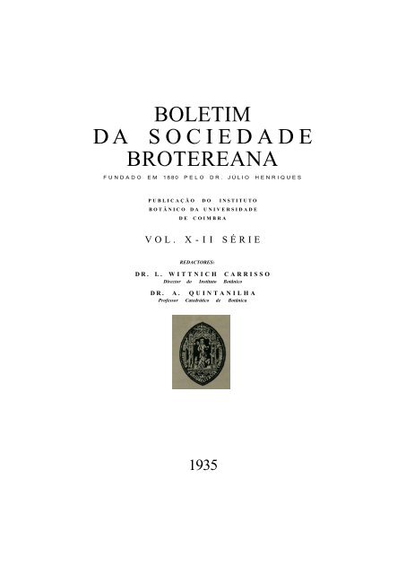 BOLETIM DA SOCIEDADE BROTEREANA - Biblioteca Digital de ...