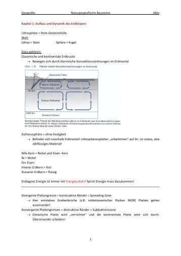 Geografie Naturgeografische Bausteine Alles 1 Kapitel 1: Aufbau ...