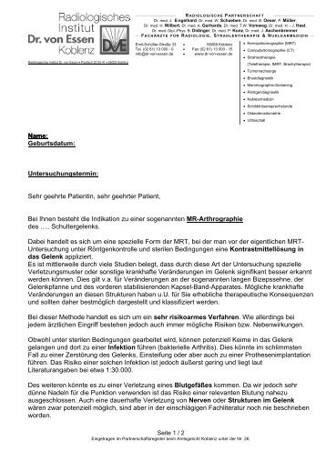 Aufklärungsbogen MR-Arthrographie der Schulter - Radiologisches ...