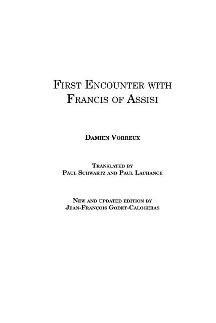Damien Vorreux FiRST ENCOUNTER WiTh FRANCiS OF ASSiSi
