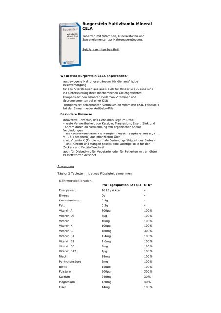 Burgerstein Multivitamin-Mineral CELA