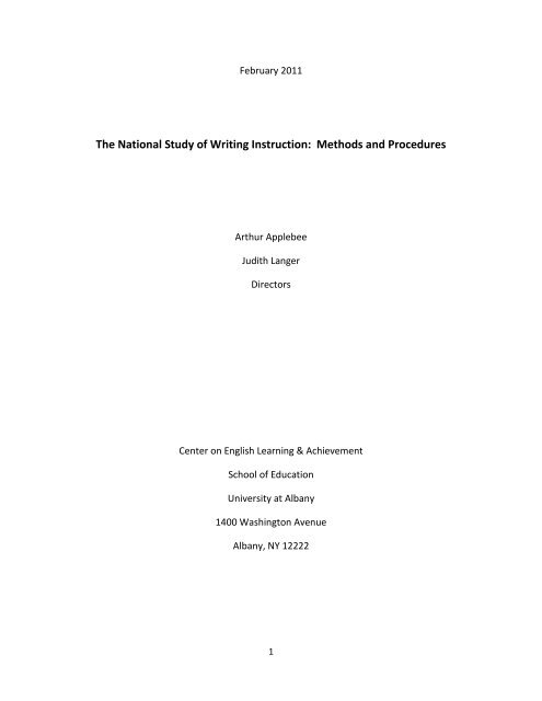 The National Study of Writing Instruction - University at Albany