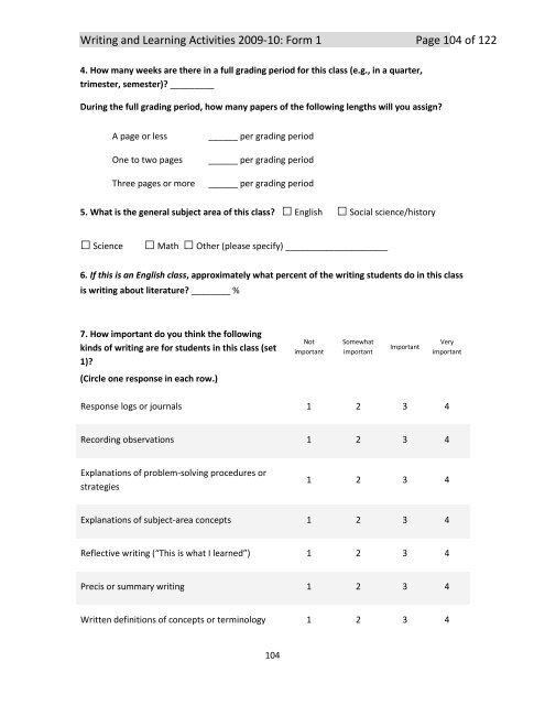 The National Study of Writing Instruction - University at Albany