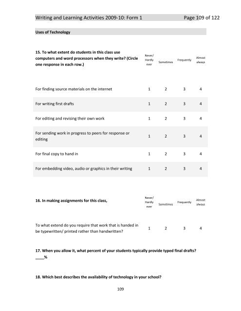 The National Study of Writing Instruction - University at Albany