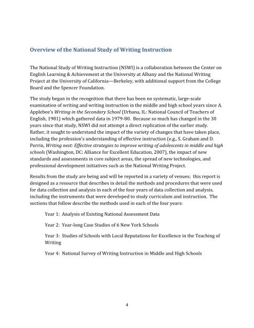 The National Study of Writing Instruction - University at Albany