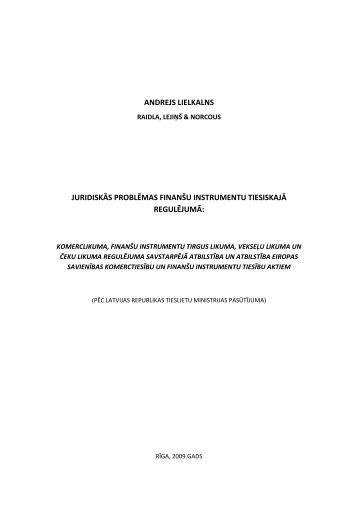 Juridiskās problēmas finanšu instrumentu tiesiskajā regulējumā