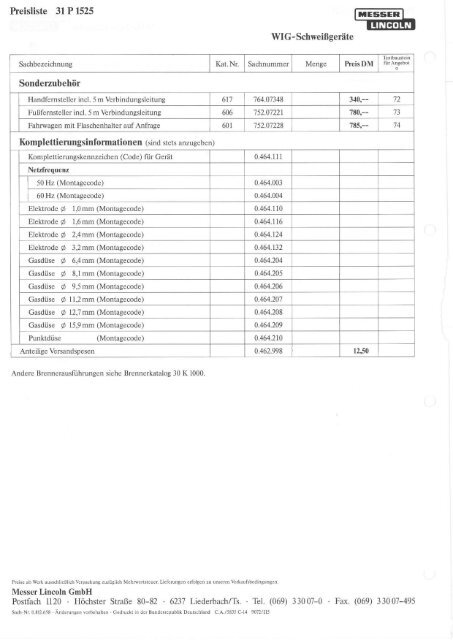 Preisliste/Ausführung/technische Daten - ms Projektierung GmbH