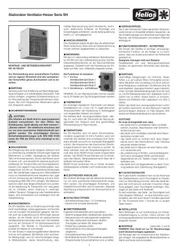 Stationärer Ventilator-Heizer Serie SH - Helios Select Ventilator ...