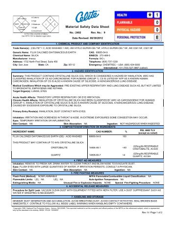 Material Safety Data Sheet - Advanced Minerals Corporation