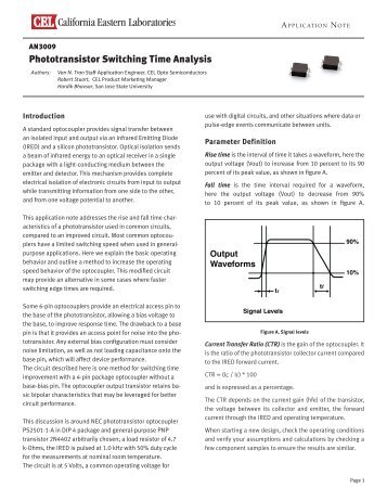 Phototransistor Switching Time - California Eastern Laboratories