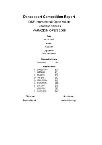 Dancesport Competition Report - Spaeker