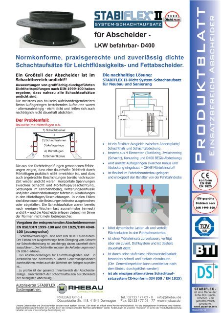 für Abscheider - LKW befahrbar- D400 - Rhebau GmbH