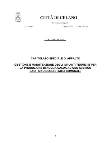 Capitolato di Gara - Comune di Celano