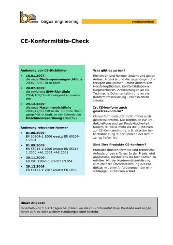 Broschüre CE-Konformitäts-Check - Bagus Engineering