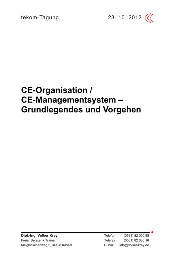 Aufbau eines CE-Managementsystems Dipl. - tekom