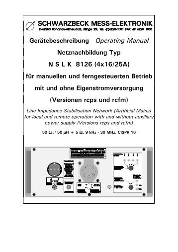 Netznachbildung Typ N S L K 8126 - Schwarzbeck Mess