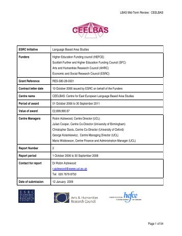 CEELBAS Review - the UCL School of Slavonic and East European ...