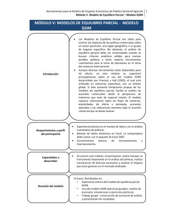 MÓDULO V Modelos de Equilibrio Parcial - Oficina de Tratados ...