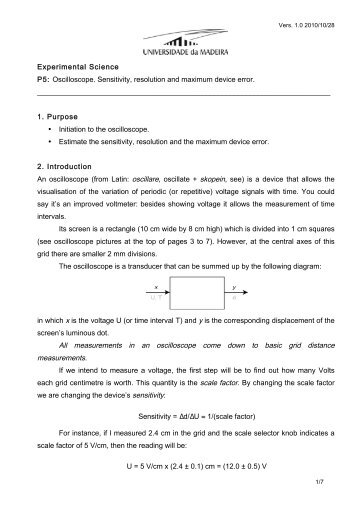 Experimental Science P5: Oscilloscope. Sensitivity ... - JGLG