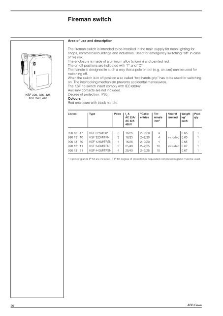 Enclosed Switches and Safety Switches - Elektroskandia