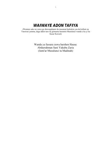 WAIWAYE ADON TAFIYA - IslamHouse.com