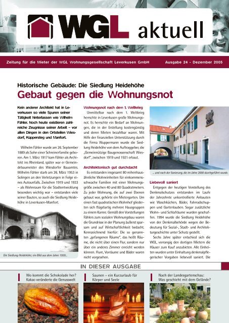 Historische Gebäude - WGL Wohnungsgesellschaft Leverkusen ...