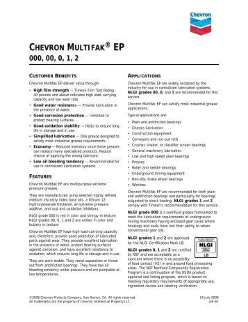 chevron multifak® ep 000, 00, 0, 1, 2 - Alexis Oil