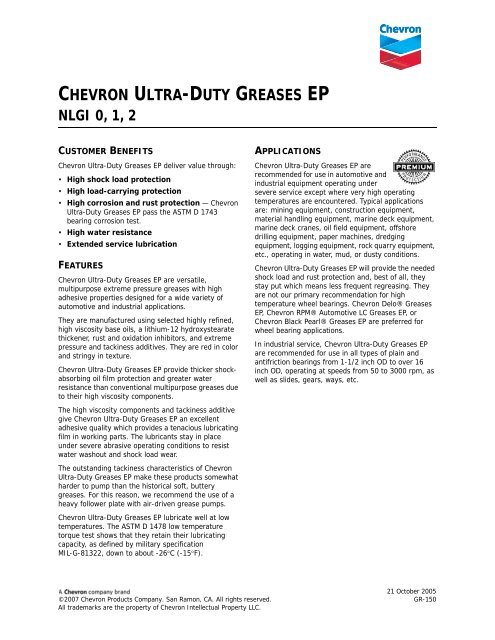 chevron ultra-duty greases ep nlgi 0, 1 - Alexis Oil