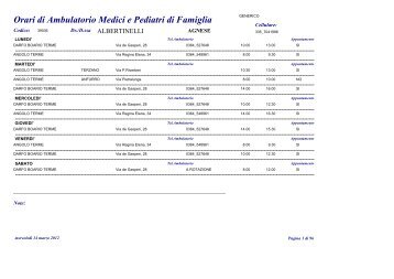 Orari di Ambulatorio Medici e Pediatri di Famiglia - ASL Vallecamonica