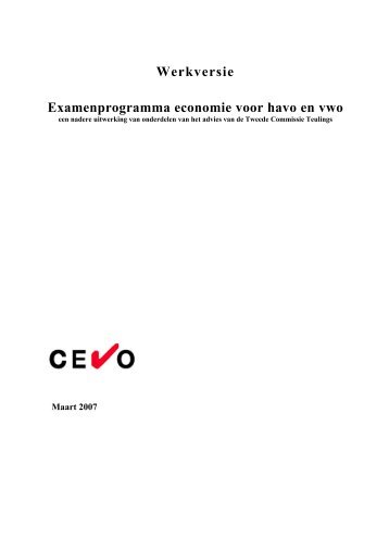 Werkversie Examenprogramma economie voor havo en vwo