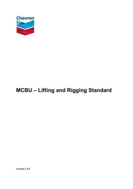 MCBU – Lifting and Rigging Standard - Chevron - Upstream ...
