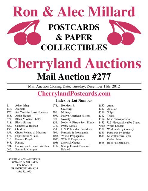 Index by Lot Number - Cherryland Auctions