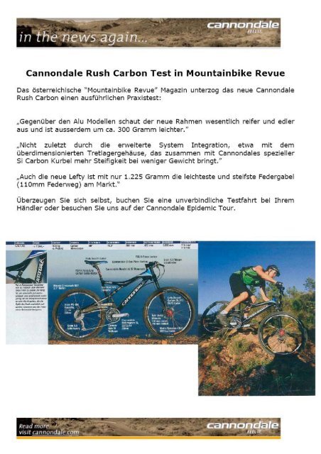Maken is meer dan Eekhoorn Cannondale Rush Carbon - Ebener-Zweiradsport GmbH