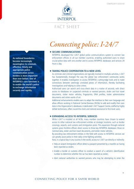 Connecting police I24/7 Interpol