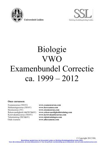 Biologie VWO Examenbundel Correctie ca. 1999 – 2012