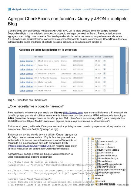 Agregar CheckBoxes con función JQuery y JSON « afelipelc Blog
