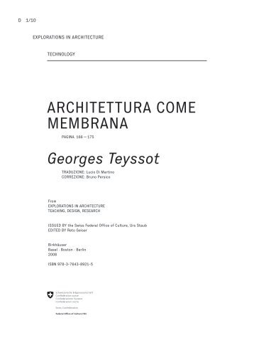 ARCHITETTURA COME MEMBRANA Georges Teyssot
