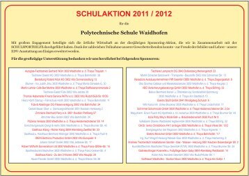 SCHULAKTION 2011 / 2012 - PTS - Waidhofen / Thaya